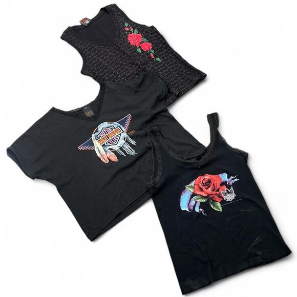 Y2K Vintage Harley Davidson 3D Emblem Graphic Top Bundle Biker Grunge Streetwear - Picture 2 of 8